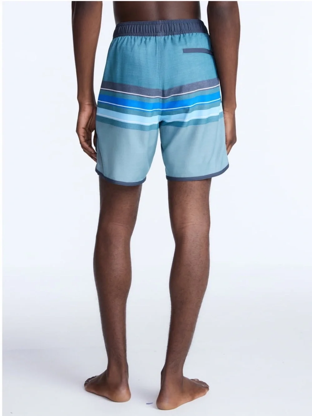 George Teal and Navy Striped Swim Shorts